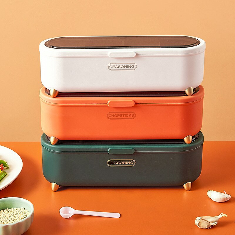 Kuchynská úložná nádoba na korenie, dóza na korenie, úložná nádoba so 4 polievkovými lyžicami korenia, cukru, soli a korenia