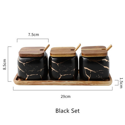 Sada keramických koriacich pohárov Nordic, korenie, cukor, soľ, korenie s bambusovým viečkom, lyžicou, kuchynský korenie stojan 360 ml 1 sada