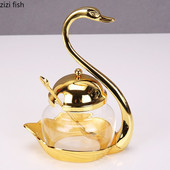 Zliatina zinku, korenie v tvare labute, korenie v tvare labute, kovová lyžička, kreatívny nástroj na korenie v domácnosti, soľnička, nádoby na korenie