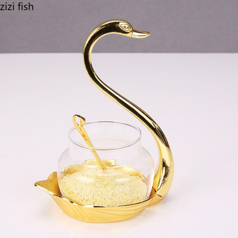 Zliatina zinku, korenie v tvare labute, korenie v tvare labute, kovová lyžička, kreatívny nástroj na korenie v domácnosti, soľnička, nádoby na korenie