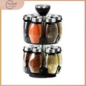 Rotačný hrniec na korenie, korenie, korenie, utesnená nádoba na korenie, fľaša na korenie, kuchynské potreby, stojan na organizér
