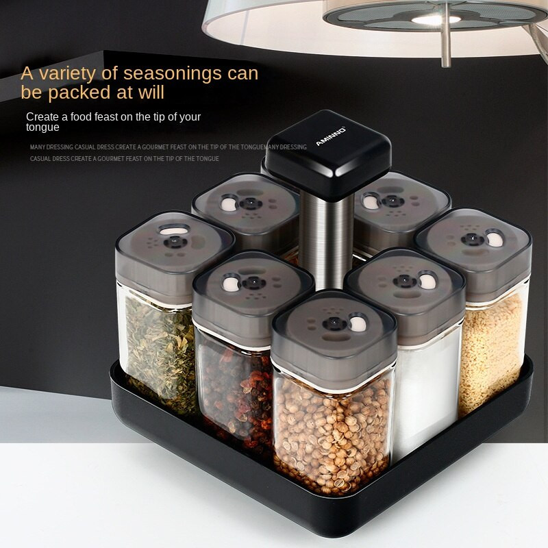 Kuchynské náčinie, sada sklenených dóz na korenie v európskom štýle, rotačná fľaša na korenie, dóza na obilie, sklenená nádoba na korenie, nová