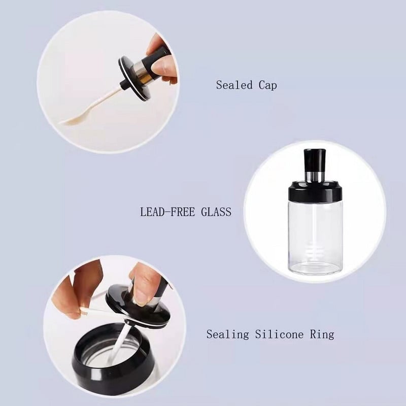 250ml sklenená fľaša na korenie, organizér na korenie, nádoba na korenie, soľ, cukor, korenie, oliver, olej, úložný priestor do kuchyne, grilovanie