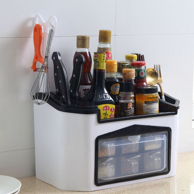 Multifunkčná krabička na korenie, kombinovaný stojan na kuchynské nože, organizér na úschovu fliaš s korením, sada nádob na korenie