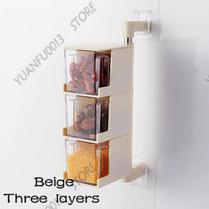 Nový otočný držiak na korenie, úložný box na korenie, tekvicová soľ, cukor a glutamát sodný, boxy na kuchynské nádoby, organizér