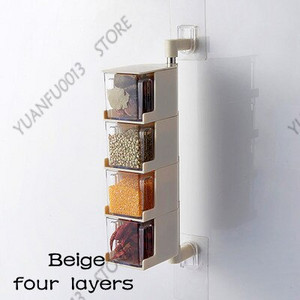 Nový otočný držiak na korenie, úložný box na korenie, tekvicová soľ, cukor a glutamát sodný, boxy na kuchynské nádoby, organizér