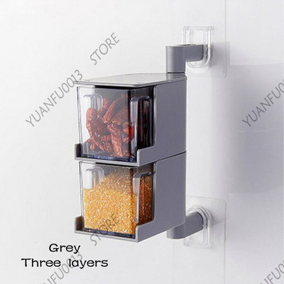 Nový otočný držiak na korenie, úložný box na korenie, tekvicová soľ, cukor a glutamát sodný, boxy na kuchynské nádoby, organizér