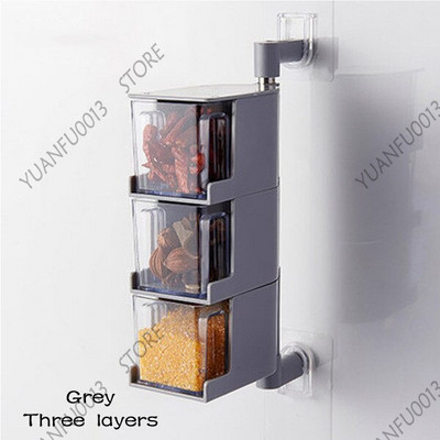Nový otočný držiak na korenie, úložný box na korenie, tekvicová soľ, cukor a glutamát sodný, boxy na kuchynské nádoby, organizér