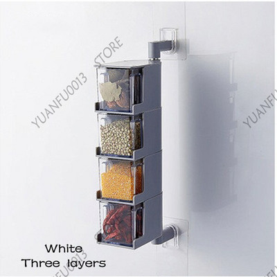 Nový otočný držiak na korenie, úložný box na korenie, tekvicová soľ, cukor a glutamát sodný, boxy na kuchynské nádoby, organizér