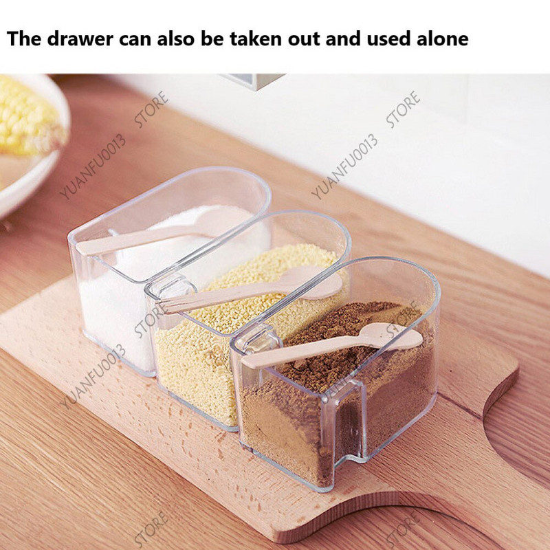 Nový otočný držiak na korenie, úložný box na korenie, tekvicová soľ, cukor a glutamát sodný, boxy na kuchynské nádoby, organizér