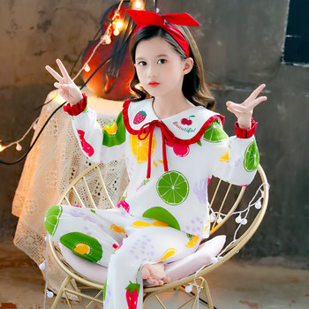 Детска цветна пижама от две части с къдри