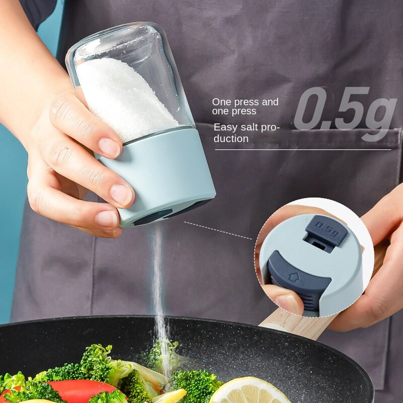 Kvantitatívna soľnička s tlačiacou hlavou, fľaša na kontrolu soli, nádoba na korenie, nástroj na korenie, sklenená soľnička s limitom