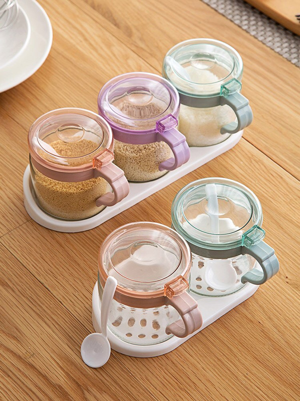 Kreatívne fľaše na korenie, sada uzavretých sklenených nádob, kuchynská omáčka, korenie, soľnička, priehľadná nádoba, domáca nádoba na potraviny, karafka