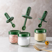 Džbán na korenie s viečkom, lyžicou, soľničkou a koreničkou, sada, organizér na korenie, nádoba na ocot, omáčku, olej, sklenená fľaša, kuchynské potreby