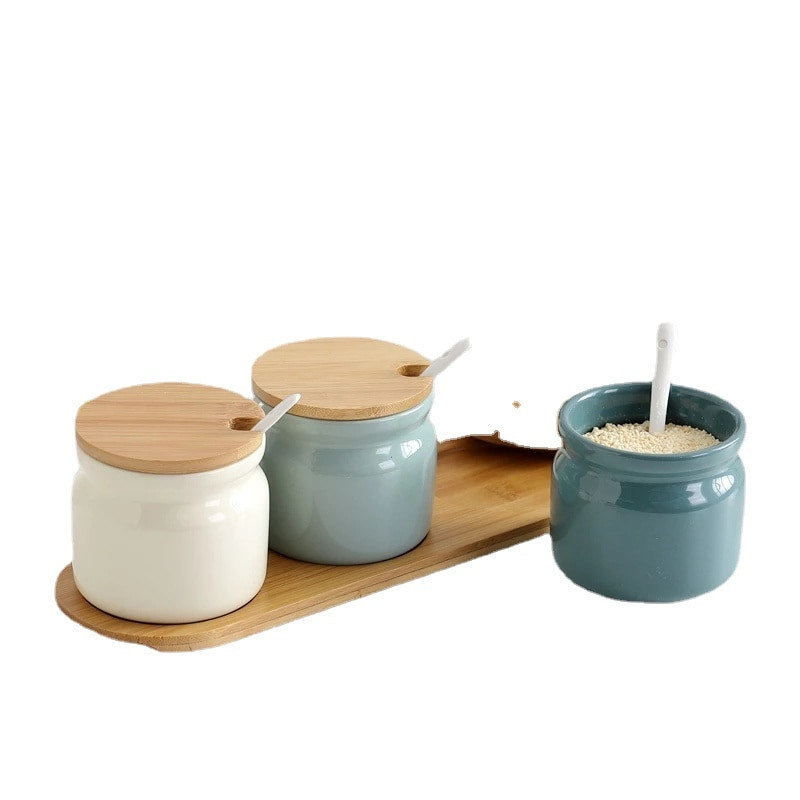 Keramický stojan na koreniny, soľnička, korenie, ocot, olej, fľaša, cukor, chilli, korenie, krabička, úložný džbán na korenie, sada do domácnosti, kuchyňa