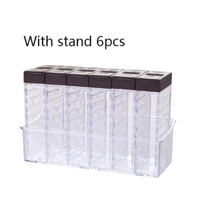 Priehľadná sada korenín Walfos, soľ a korenie, fľaša na korenie s farebným viečkom, kuchynská nádoba na korenie