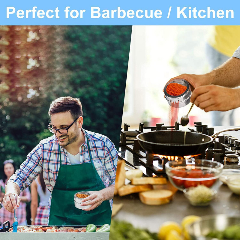 6/9/12 ks magnetických dóz na koreničky s držiakom a etiketami na koreničky a perom, vysoko kvalitný organizér na korenie, stojan na korenie, plechovky