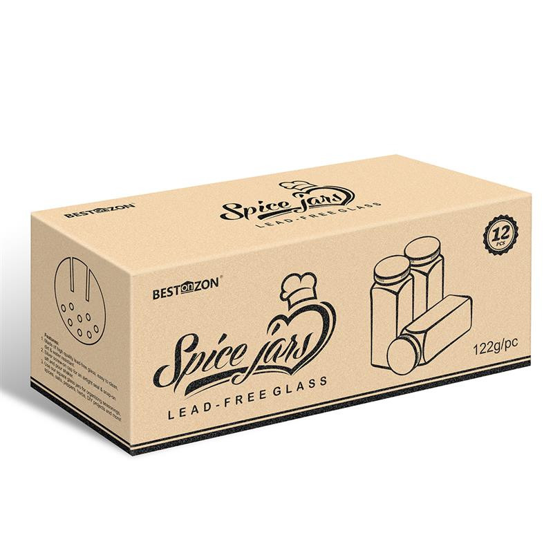 BESTONZON 12 ks Koreničky Štvorcové sklenené nádoby Fľaša na korenie Kuchynské a vonkajšie kempingové nádoby na korenie