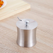 Nerezová cukornička, brúsená korenie, korenie, soľ, cukor, korenie s vekom a lyžicou, kuchynské pomôcky WY720