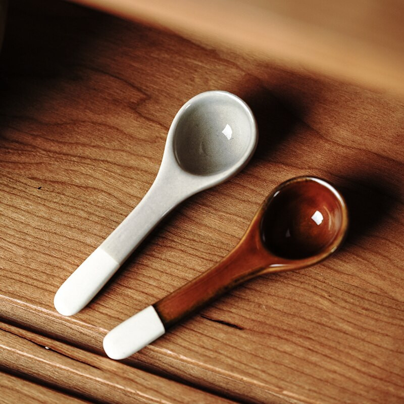 Kerámia fűszeres edény Retro durva kerámia fedett sós edény cukortartó konyhai nedvességálló fűszeres üveg kanállal ZB345