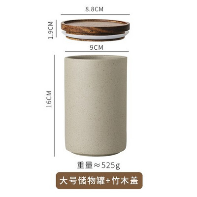 Japonský retro korenie Keramická trojdielna sada kuchynskej soli s glutamátom sodným, korenie z akáciového dreva s lyžicou