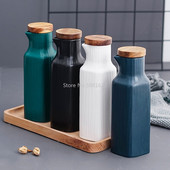Japán stílusú kerámia sósüveg bambusz tetővel, szója egyszerű szószos palack Kreatív szivárgásmentes olajecetes palack konyhai étkészlet