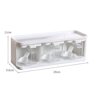 Multifunkčná plastová korenie nádoba kombinovaná zásuvka typ korenie úložný box korenie stojan s rukoväťou domáce kuchynské náradie