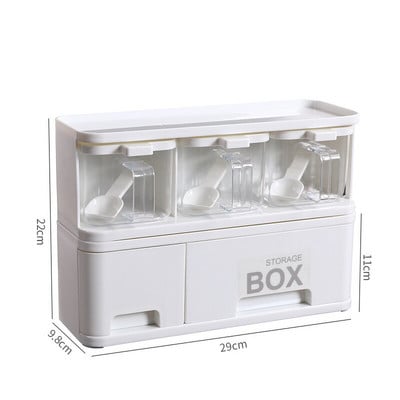 Multifunkčná plastová korenie nádoba kombinovaná zásuvka typ korenie úložný box korenie stojan s rukoväťou domáce kuchynské náradie