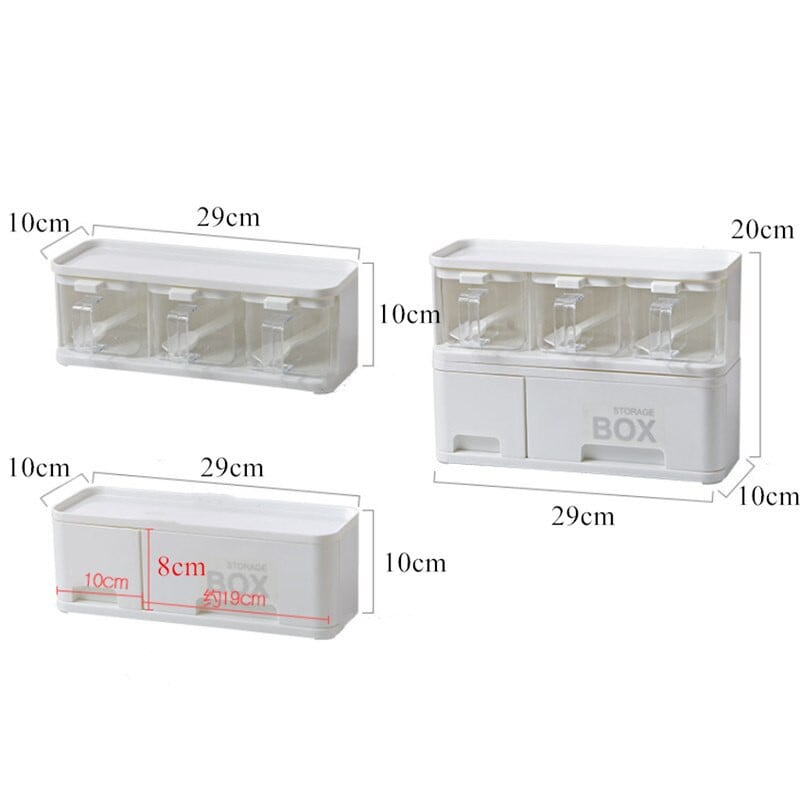 Multifunkčná plastová korenie nádoba kombinovaná zásuvka typ korenie úložný box korenie stojan s rukoväťou domáce kuchynské náradie