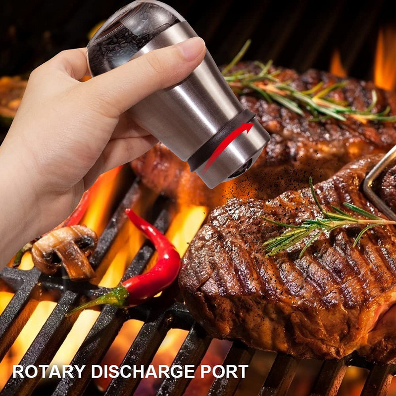 Sada 2 soľničiek a koreničiek - Soľnička s nastaviteľnými otvormi na nalievanie - Dávkovač ryže s možnosťou doplnenia do kuchyne alebo reštaurácie