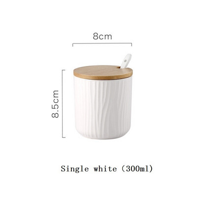 Nordic Home Kreatívna keramická koreniaca nádoba s viečkom Malá lyžička Koreniaca soľnička Kuchynské potreby Úložná sada