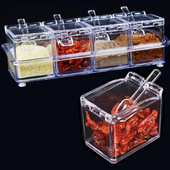 4 ks/sada krabičiek na korenie, sada korenia, priehľadná fľaša na cukor a soľ, kuchynské náradie, kuchynské doplnky, nádoba na korenie