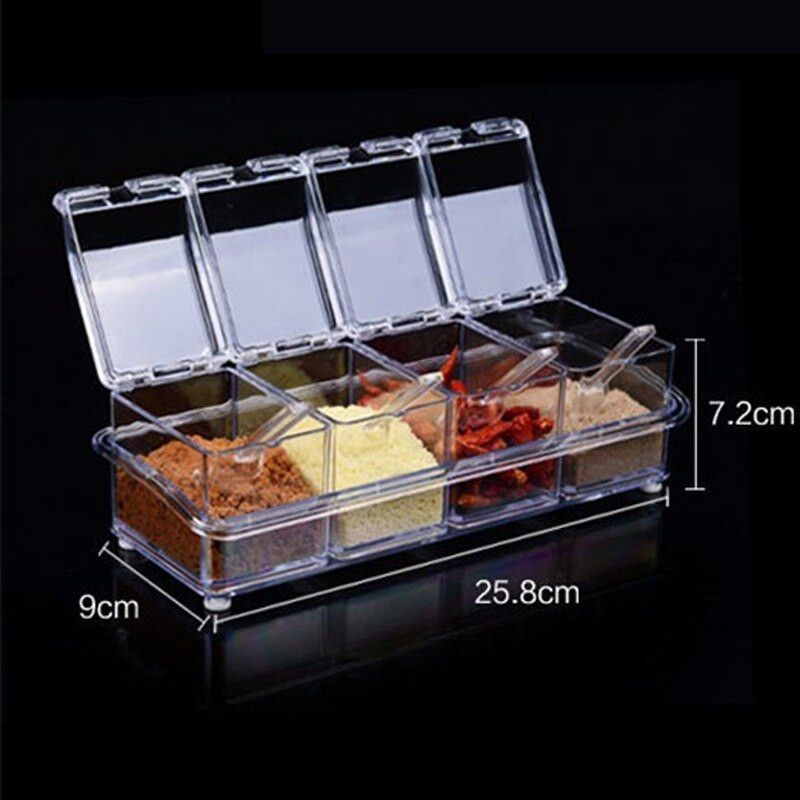 4 ks/sada krabičiek na korenie, sada korenia, priehľadná fľaša na cukor a soľ, kuchynské náradie, kuchynské doplnky, nádoba na korenie