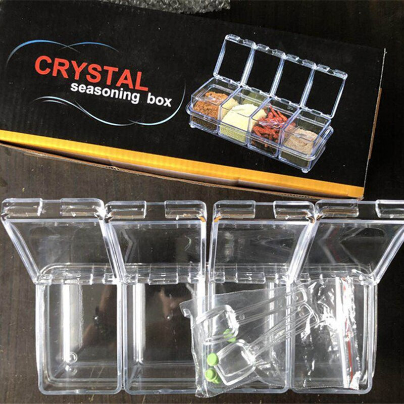 4 ks/sada krabičiek na korenie, sada korenia, priehľadná fľaša na cukor a soľ, kuchynské náradie, kuchynské doplnky, nádoba na korenie