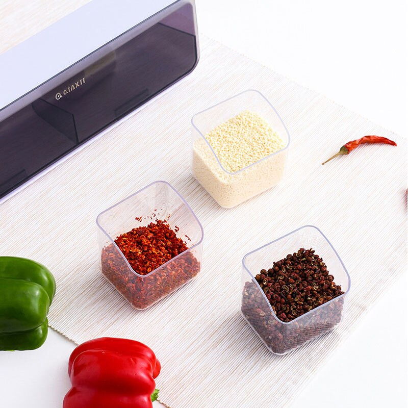 4 mriežkové nástenné korenie, korenie, soľ, korenie, úložný priestor na kuchynský olej, nádrž na korenie, fľaša na korenie s lyžicou
