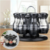 Otočný krúžok na korenie, sada korenín, sprejov na korenie, fliaš, držiakov na soľničky, kuchynského úložného stojana