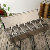 Vysokokvalitná koreniaca krabička z nehrdzavejúcej ocele 304, hotelová koreniaca krabička s vekom, úložná krabička na korenie do domácnosti