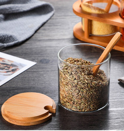 Korenička na korenie, kombinovaná sada korenia, kuchynská domácnosť, korenie v pohári, sklenená soľnička, úložný priestor na korenie