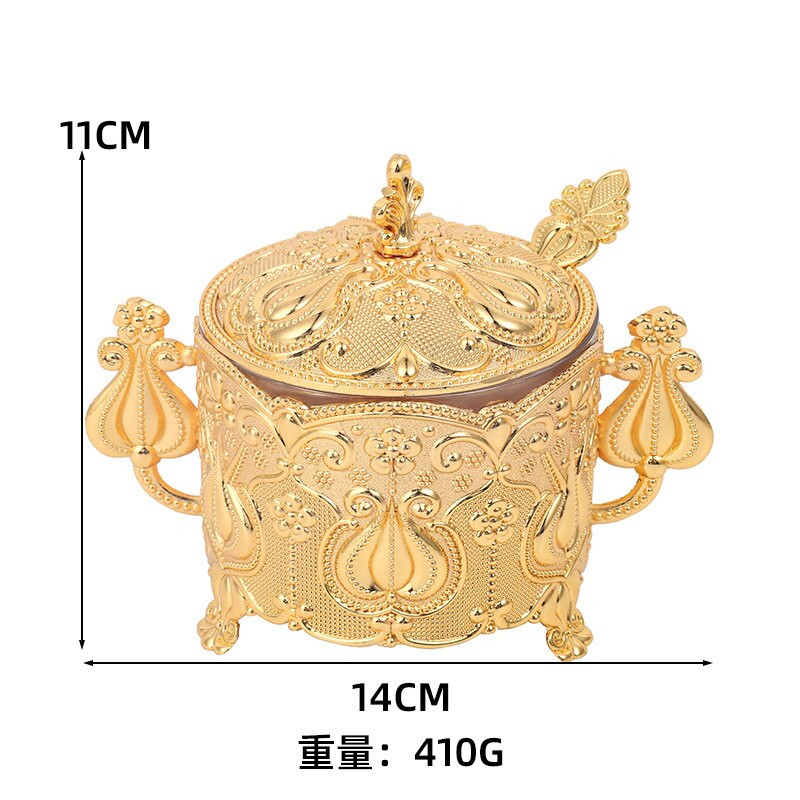 Madinga europietiško ir amerikietiško stiliaus metalo drožybos buitinė virtuvė su baltojo cukraus cukraus saugykla, padengta cinko lydinio cukraus puodeliu