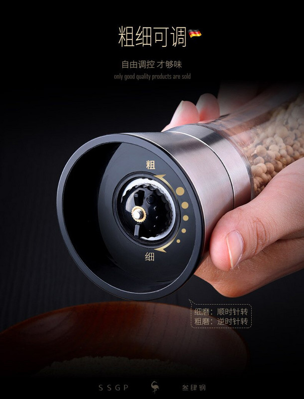 1PC Módny nerezový mlynček na korenie, soľ a korenie, kuchynské príslušenstvo, prenosný nástroj na varenie