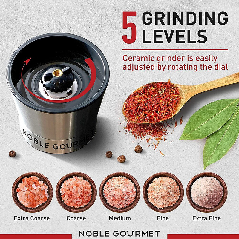 2 ks mlynčekov na soľ a korenie, mlynčeky a trepačky z nehrdzavejúcej ocele s možnosťou doplnenia, na himalájsku a morskú soľ, čierne korenie a korenie