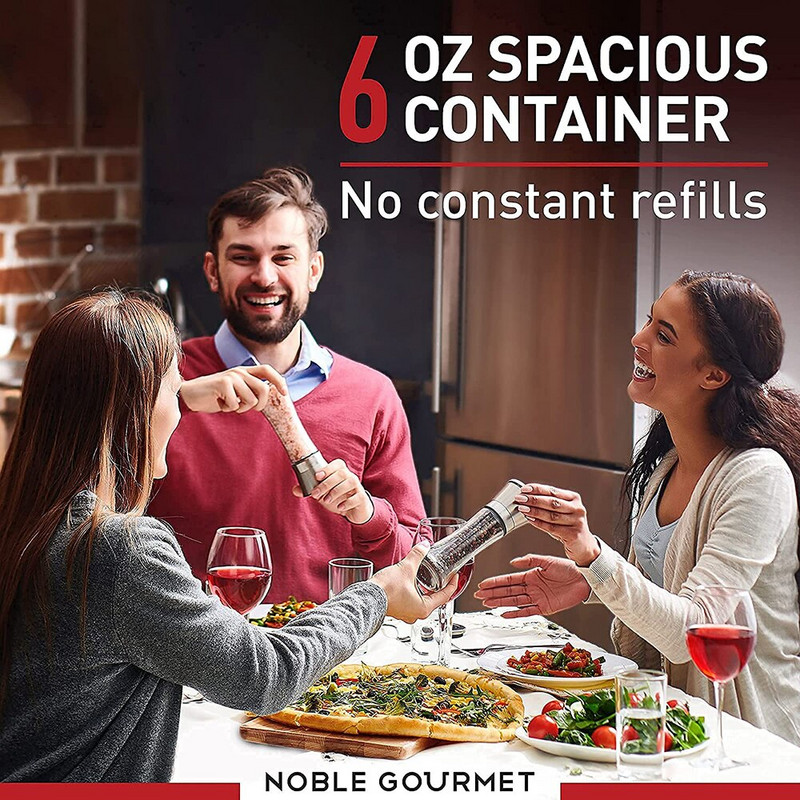 2 ks mlynčekov na soľ a korenie, mlynčeky a trepačky z nehrdzavejúcej ocele s možnosťou doplnenia, na himalájsku a morskú soľ, čierne korenie a korenie