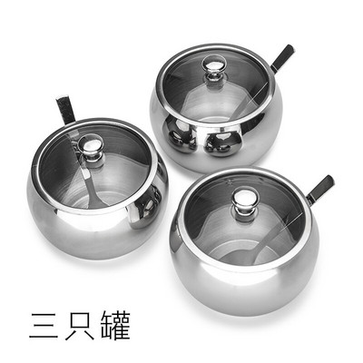 Nerezová oceľová dóza na korenie, sada 3 koriacich nádob, fľaša na korenie, kuchynské potreby, soľnička, dóza na korenie