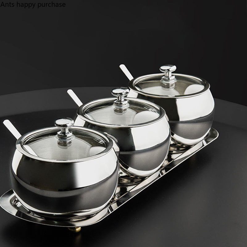 Nerezová oceľová dóza na korenie, sada 3 koriacich nádob, fľaša na korenie, kuchynské potreby, soľnička, dóza na korenie