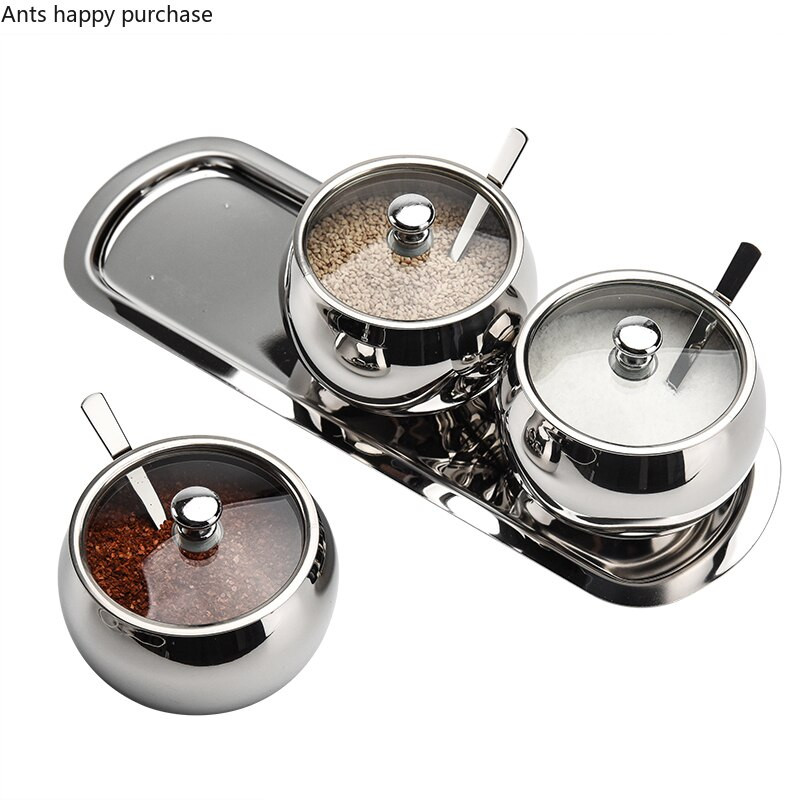 Nerezová oceľová dóza na korenie, sada 3 koriacich nádob, fľaša na korenie, kuchynské potreby, soľnička, dóza na korenie