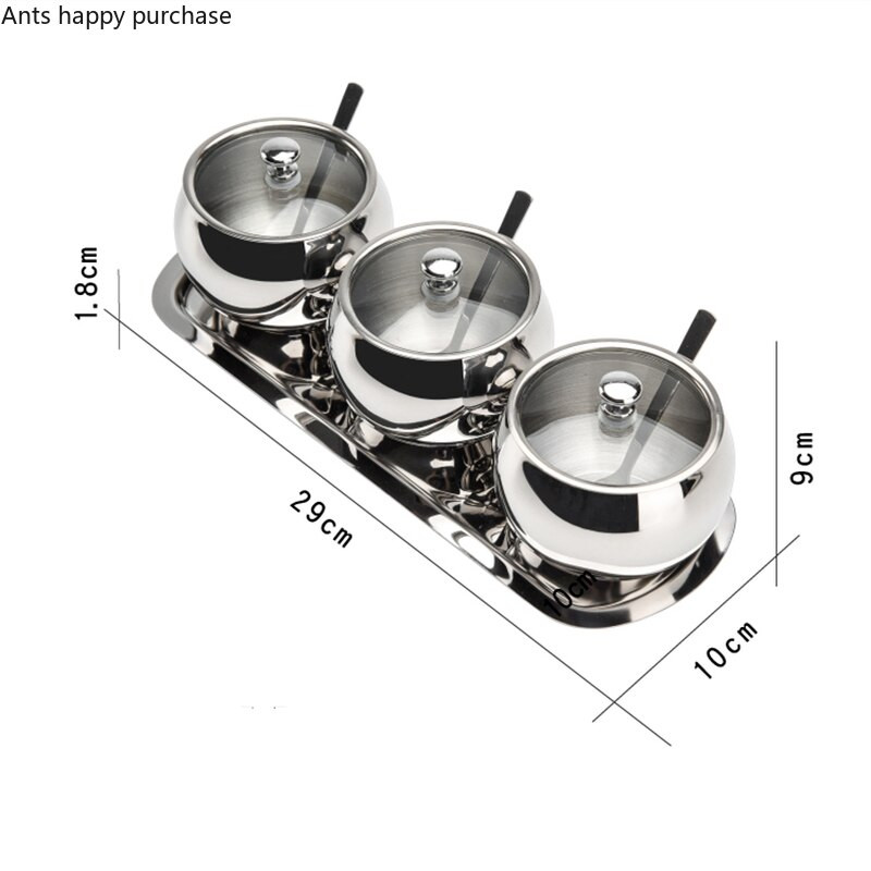 Nerezová oceľová dóza na korenie, sada 3 koriacich nádob, fľaša na korenie, kuchynské potreby, soľnička, dóza na korenie