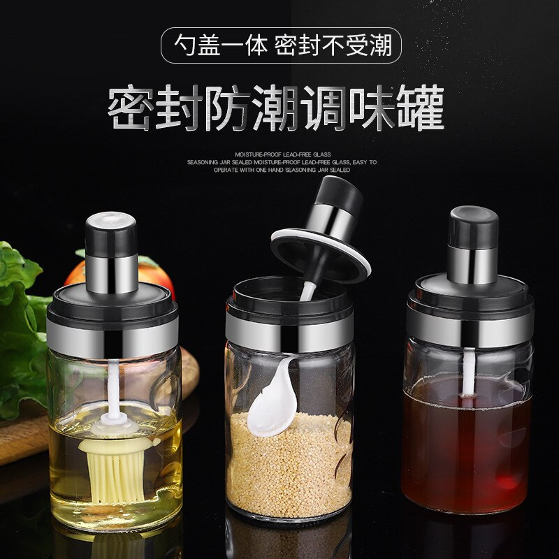Sklenená koreniaca nádoba, kuchynská súprava na korenie, fľaše, lyžička na korenie, poháre na korenie, štetec na olej, nádoba na med, nádoba na skladovanie potravín