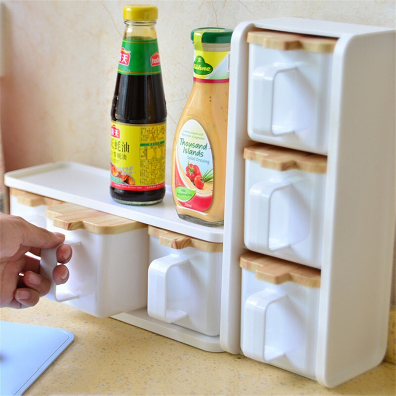 Európsky plastový priehľadný stojan na koreniny, korenie, soľnička a korenička, cukornička, kuchynská fľaša na korenie