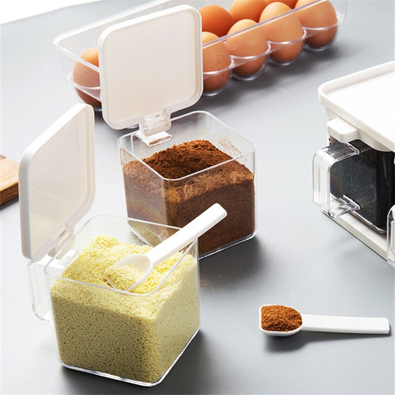 Európsky plastový priehľadný stojan na koreniny, korenie, soľnička a korenička, cukornička, kuchynská fľaša na korenie