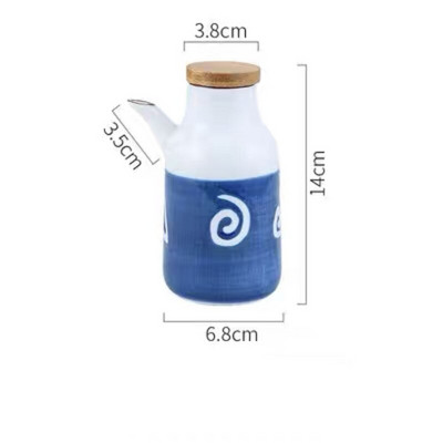 Keramická koreňová nádoba v japonskom štýle s viečkom a lyžičkou, kreatívna cukornička, soľnička na koreničku, korenie, ocot, fľaša s olejom